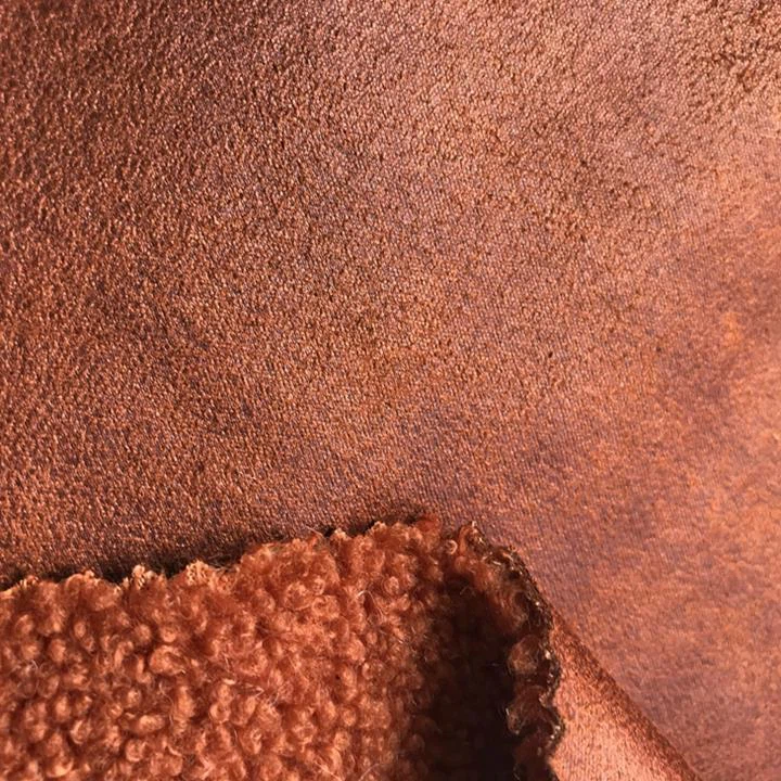 Brown Suede With Sherpa Fabric For Jacket