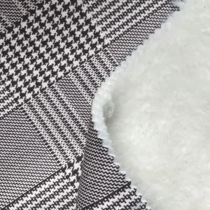 Houndstooth Print Suede Fabric